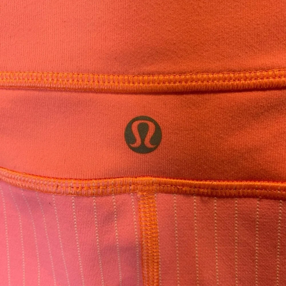 Lululemon Reverse Groove Bike Short Women's 4 Tall Coral Stripe Athletic Stretch